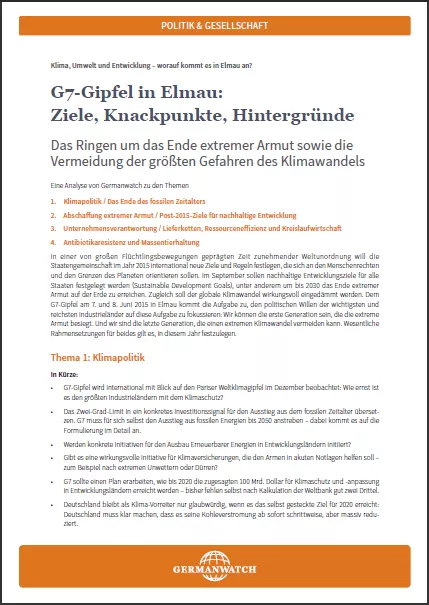 Cover G7-Hintergrundpapier 2015 Cover G7-Hintergrundpapier 2015