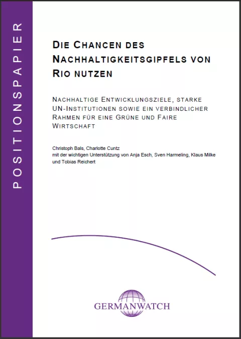 Cover: Positionspapier zu Rio20 Cover: Positionspapier zu Rio20