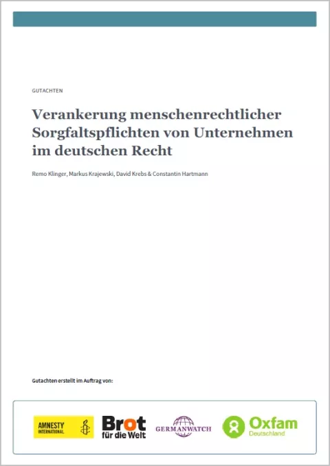 Cover Rechtsgutachten Verankerung MR-Sorgfaltspflichten Cover Rechtsgutachten Verankerung MR-Sorgfaltspflichten