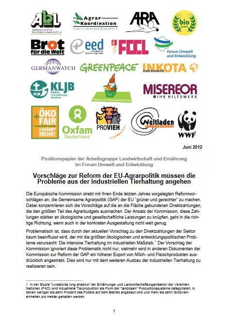 Cover Tierproduktion und GAP
