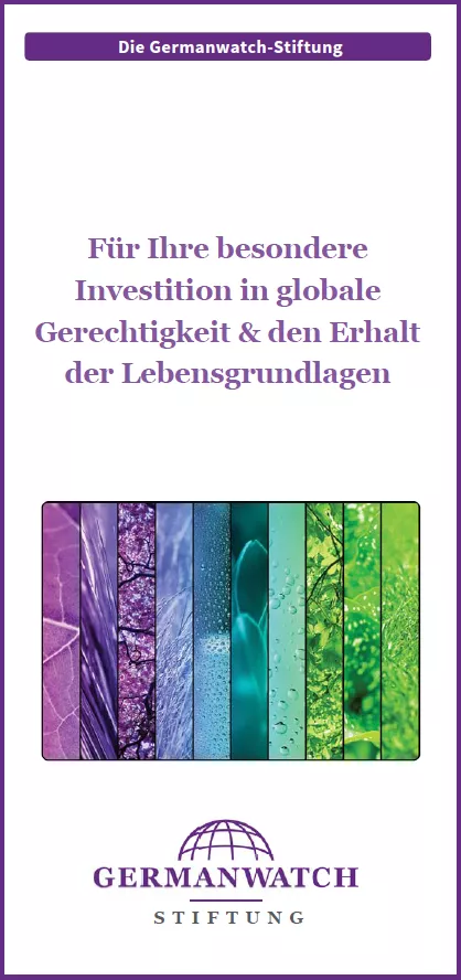 Cover Flyer "Germanwatch-Stiftung" Cover Flyer "Germanwatch-Stiftung"