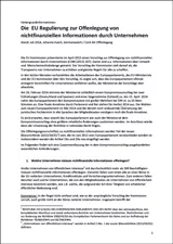 Cover-Die EU Regulierung zur Offenlegung von nichtfinanziellen Informationen durch Unternehmen Cover-Die EU Regulierung zur Offenlegung von nichtfinanziellen Informationen durch Unternehmen