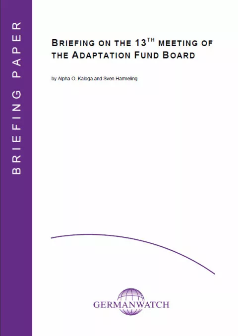 Deckblatt: Briefing on the 13th Meeting of the Adaptation Fund Board Deckblatt: Briefing on the 13th Meeting of the Adaptation Fund Board