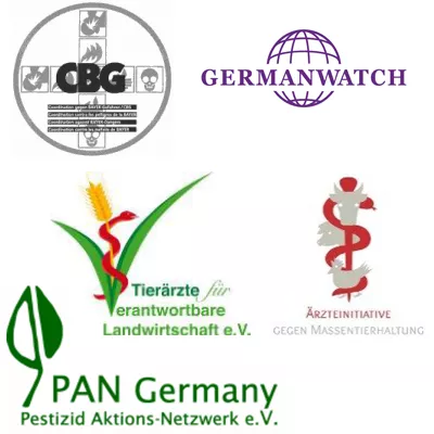 Bild: Logos, Germanwatch PAN Germany CBG Ärzte gegen Massentierhaltung Tierärzte für verantwortbare Landwirtschaft Bild: Logos, Germanwatch PAN Germany CBG Ärzte gegen Massentierhaltung Tierärzte für verantwortbare Landwirtschaft