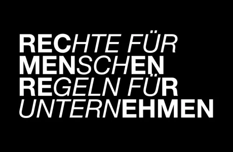 Logo: Rechte für Menschen - Regeln für Unternehmen Logo: Rechte für Menschen - Regeln für Unternehmen
