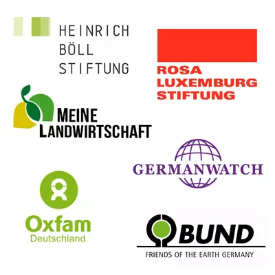 Logos, Germanwatch, Oxfam, BUND, Meine Landwirtschaft, Heinrich Boell Stiftung, Rosa Luxemburg Stiftung Logos, Germanwatch, Oxfam, BUND, Meine Landwirtschaft, Heinrich Boell Stiftung, Rosa Luxemburg Stiftung