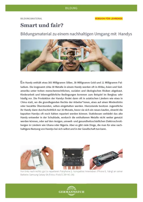 Cover: Bildungsmaterial zum Handyvergleich 2018