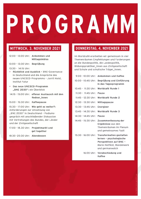 Programm Fachtagung BNE Venro