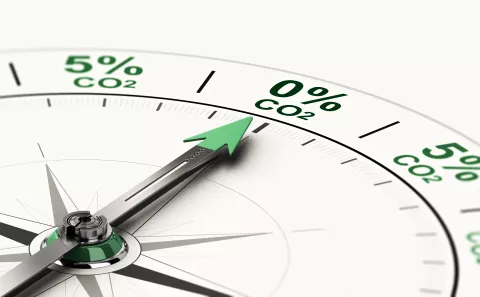 Kompass, der auf 0% Co2 zeigt