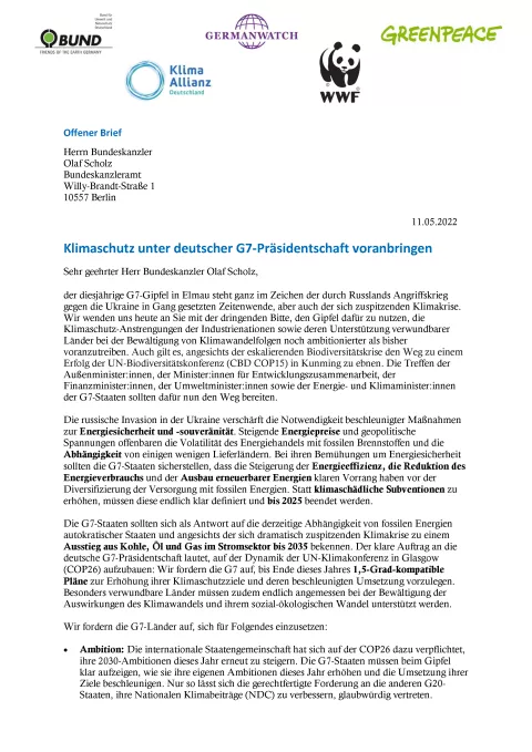 Titelseite des Verbändebriefs