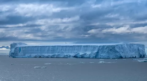 Fig. 2. Iceberg in Antarctica, calved from the Ross Ice Shelf of Antarctica (LouieLea / Shutterstock).