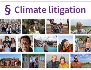Climate Litigation: Collage with plaintiffs. Click on  the picture to get to our topic page.