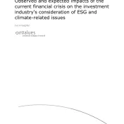 Observed and expected impacts of the current financial crisis on the investment industry's consideration of ESG and climate-related issues