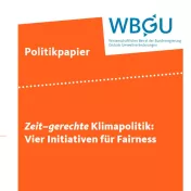 Cover Politikpapier herausgegeben vom Wissenschaftlicher Beirat der Bundesregierung Globale Umweltveränderungen: Zeit-gerechte Klimapolitik: Vier Initiativen für Fairness.