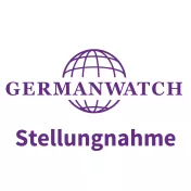 Germanwatch-Logo mit dem Text "Stellungnahme" darunter.