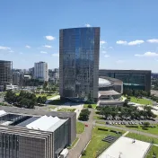 Blick auf den Hauptsitz der Afrikanischen Union in Addis Abeba