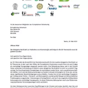 Titelseite des offenen Briefs von 22 Umweltverbänden zur EU Taxonomie
