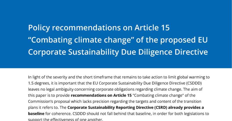 Climate Risk Directive Policy recommendations on Article 15 “Combating climate change” of the ...