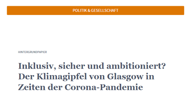 Inklusiv, sicher und ambitioniert? Der Klimagipfel von Glasgow in ...
