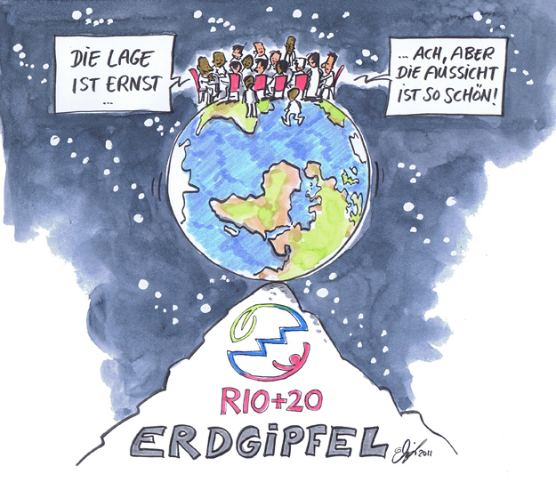 Karikatur zu Rio+20; Copyright: Michael Hüter